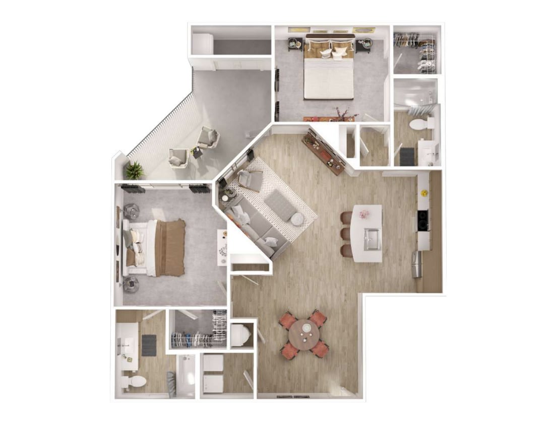 B4_2Bed_2Bath_1198 Sq Ft - B4 - Two Bedroom, Two Bathroom