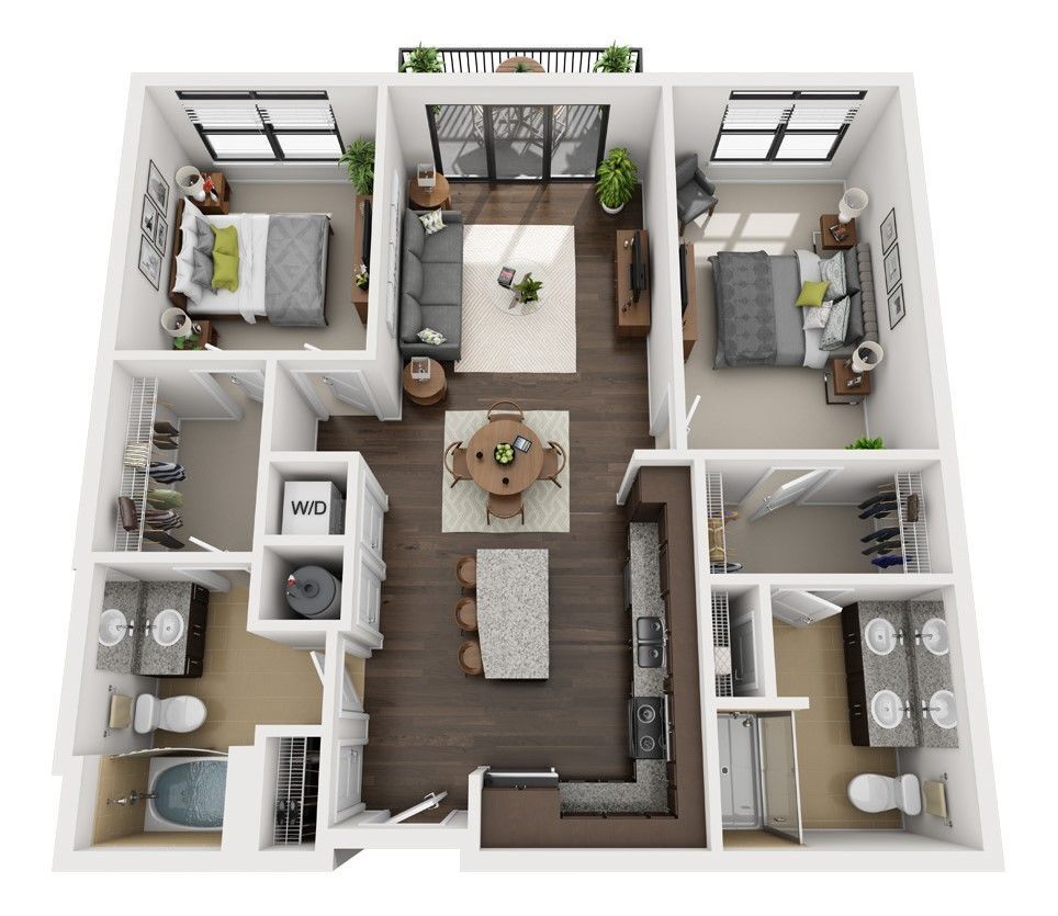 The Four - B1 - 2 Beds - 2 Baths - 1069 Sq. ft. - B1