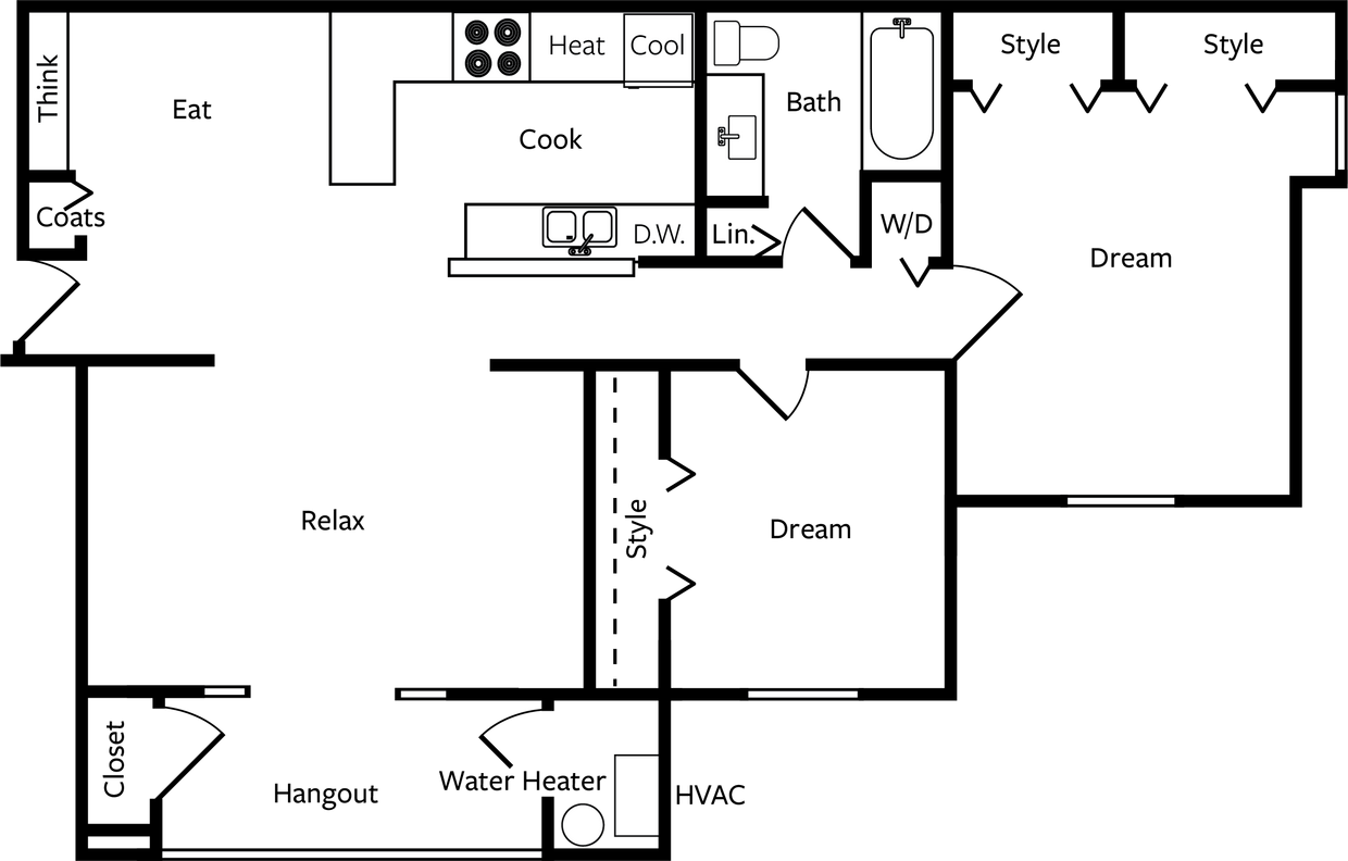 Floor Plan - Aspen with Balcony or Patio (Renovated)