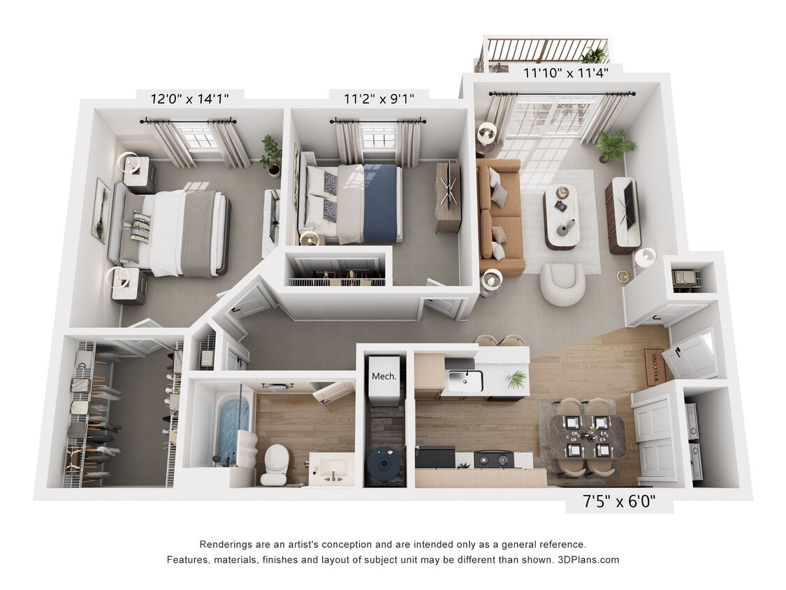 Floor Plan - 2B1B Platinum