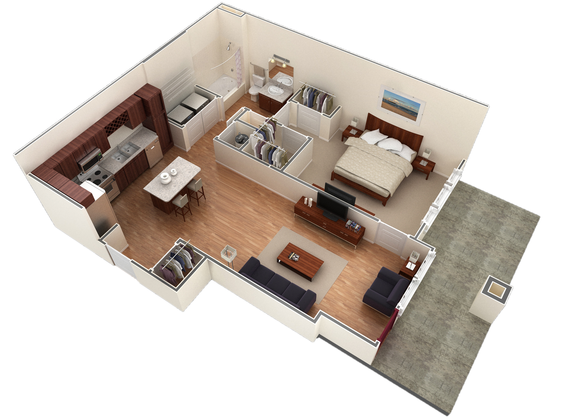 Floor Plan - 1 BR Designer Courtyard