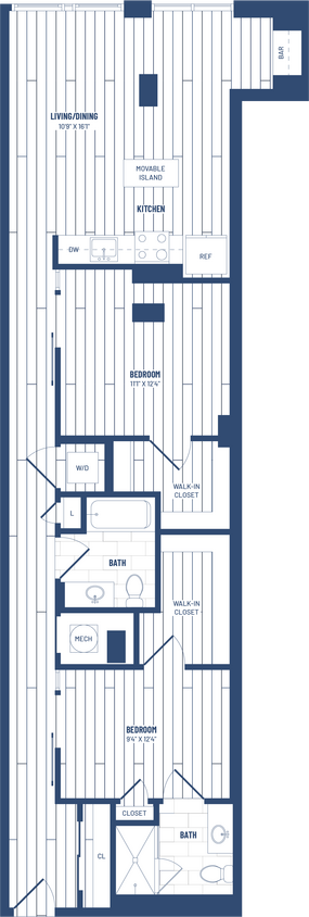 Floor Plan - 2 Bed/2 Bath Junior-H-216