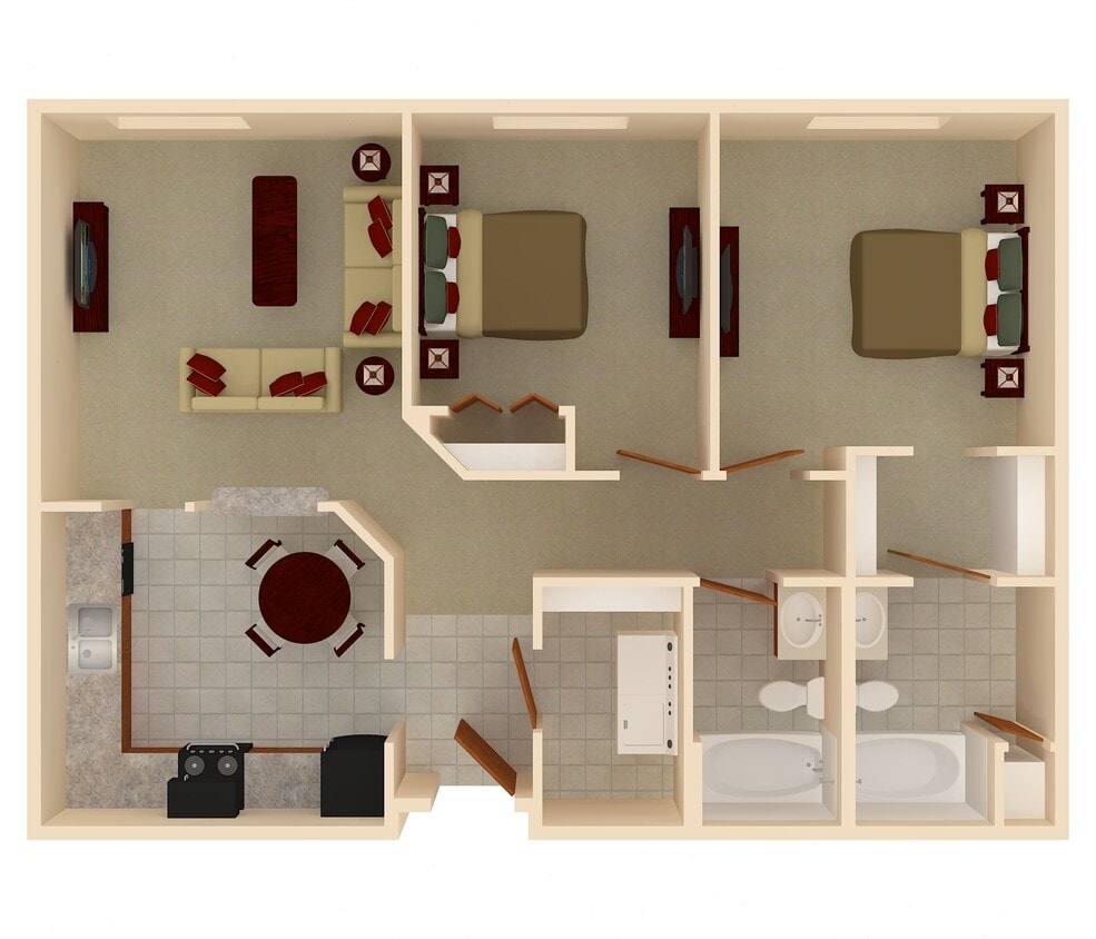 Floor Plan - Clover | 2 Bedroom 2 Bathroom