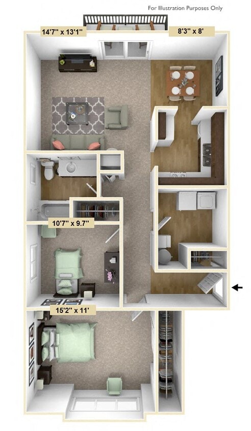 Floor Plan - Two Bedroom Clover Ranch