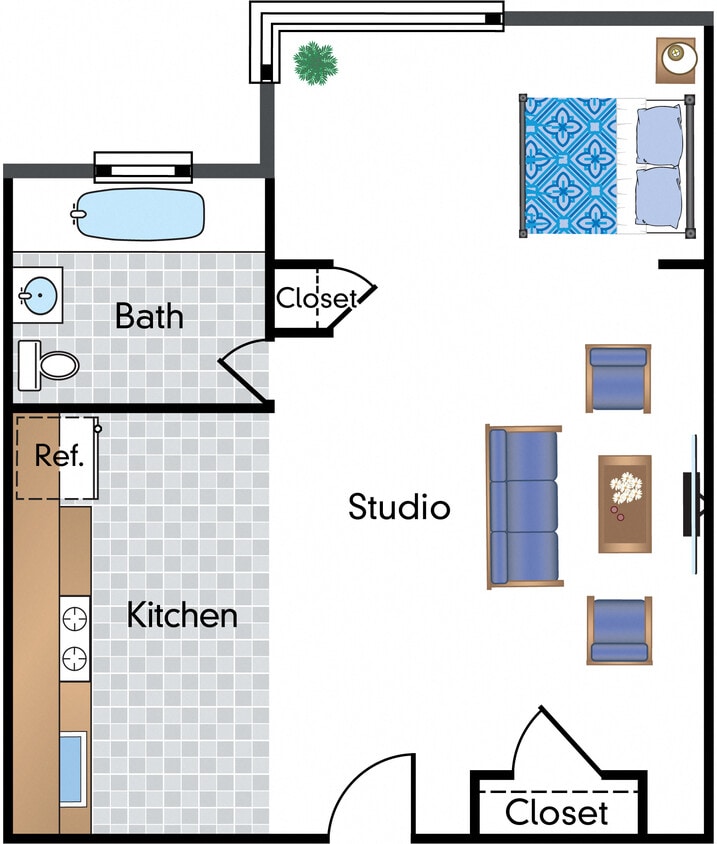 Floor Plan - Renovated Studio 08 Tier