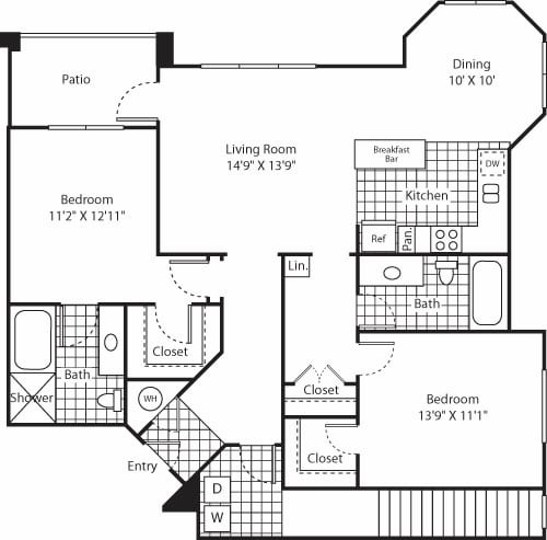 Floor Plan - Two Bed B-4 - Phase II