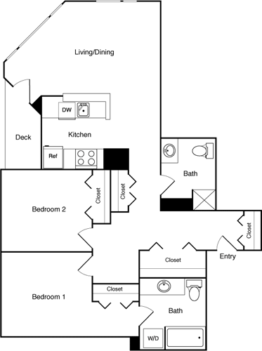 Floor Plan - 2 Bed 606 - 1006 NW
