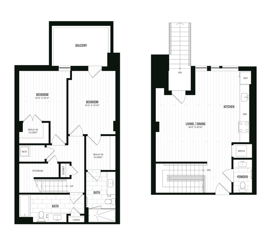 Floor Plan - 2 Bed/2 Bath-TH1