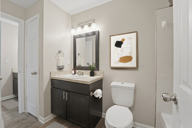 Transform your daily routine in this beautifully designed bathroom at Eagle Rock Apartments at Abingdon. Enjoy stylish fixtures and modern finishes that redefine comfort. Don’t miss out; schedule a tour today! - Eagle Rock Apartments at Abingdon