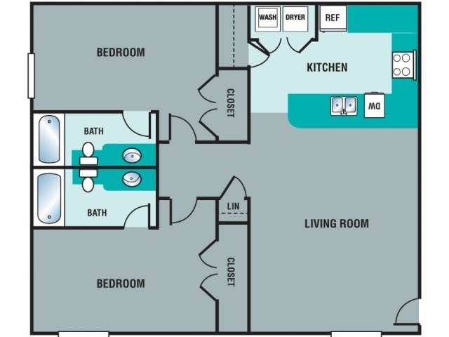 Floor Plan - 2 Bedroom/2 Bath