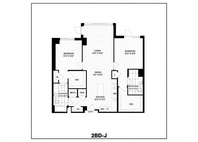 Floor Plan - 2 Bed/2 Bath-J