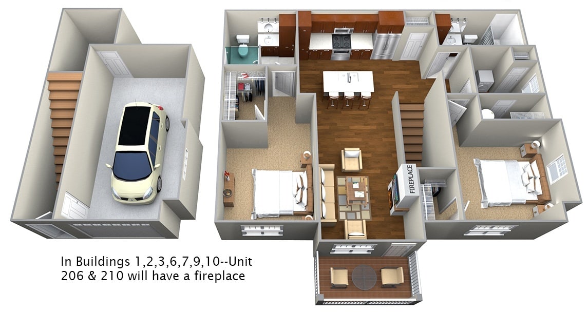 Floor Plan - 2 bedroom (1188 sf)