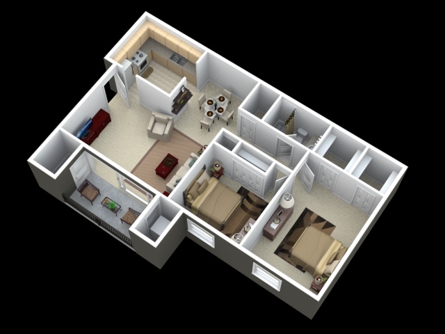 The Boxwood - Two bedroom, one bath apartment