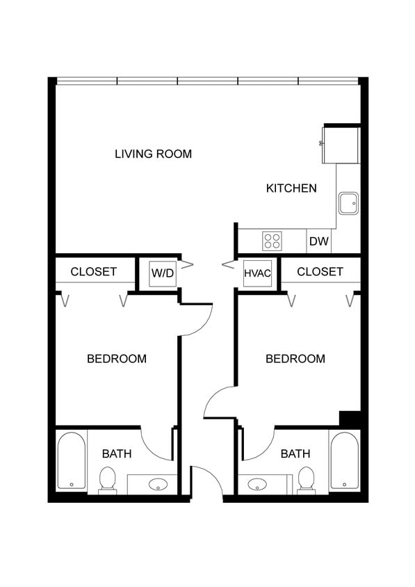 Floor Plan - West 7th | 2 Bedrooms, 2 Bathrooms 208