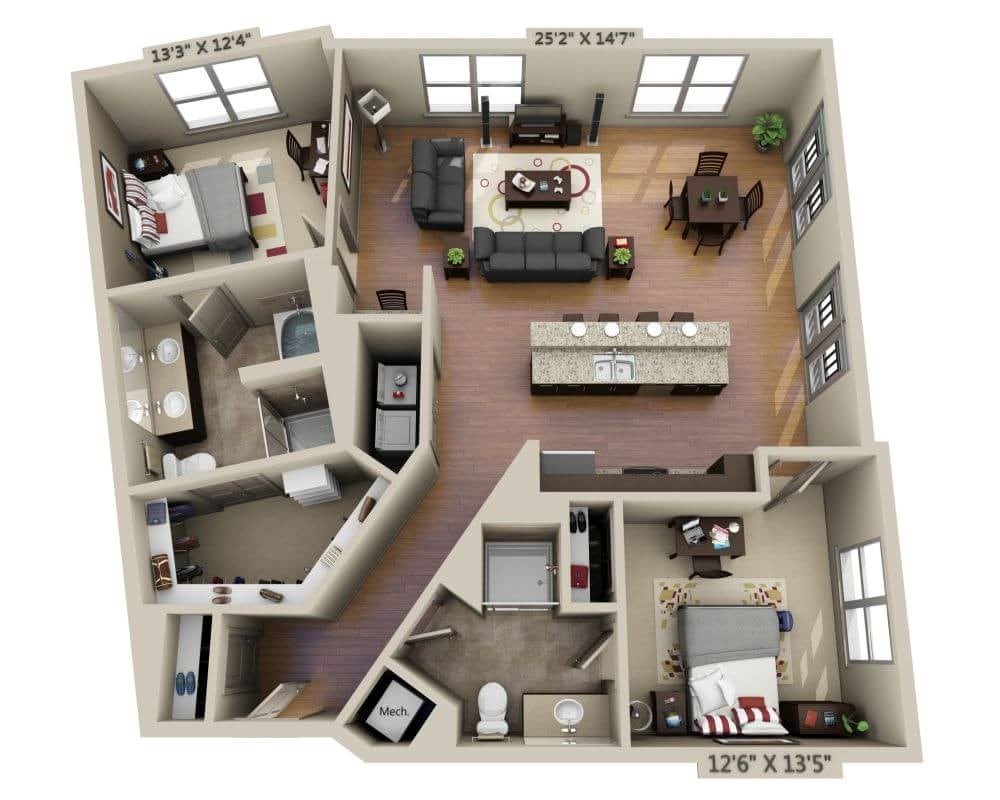 Floor Plan - Two Bedroom B2D