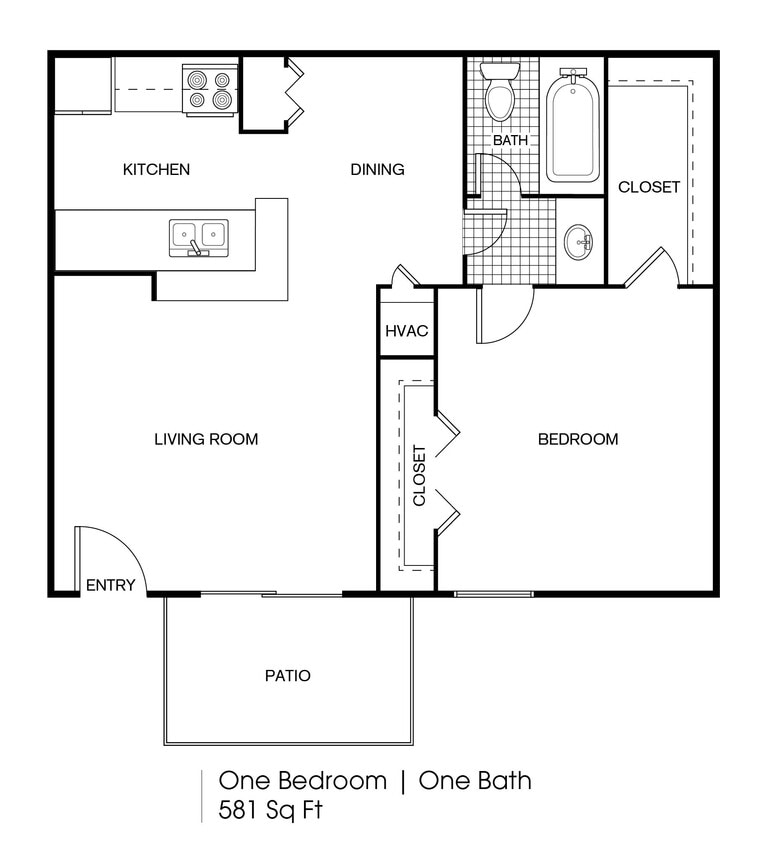 FP_Timber Ridge_A3_581 SF.jpeg - 1 bedroom 1 bath