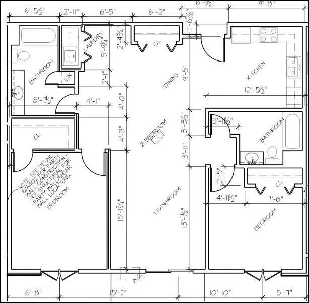 Floor Plan - CP3 - 2 Bed/2 Bath | 1,147 SF