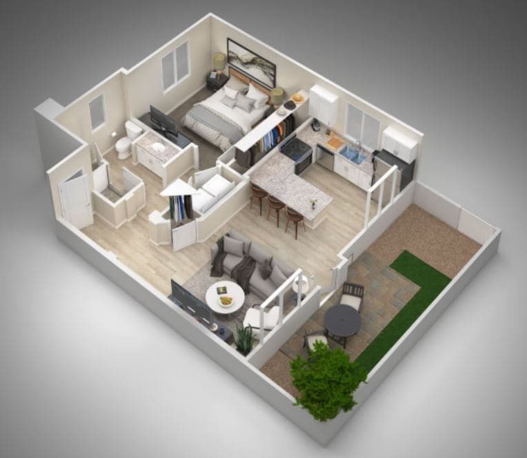 Floor Plan - 1 Bedroom 1 Bathroom