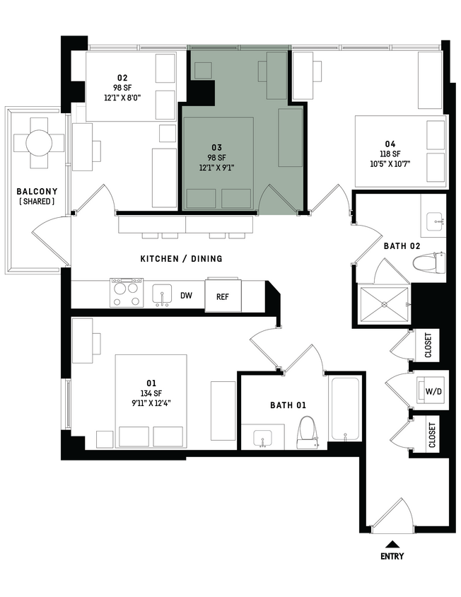 Floor Plan - Co-Living D8-Bedroom 3