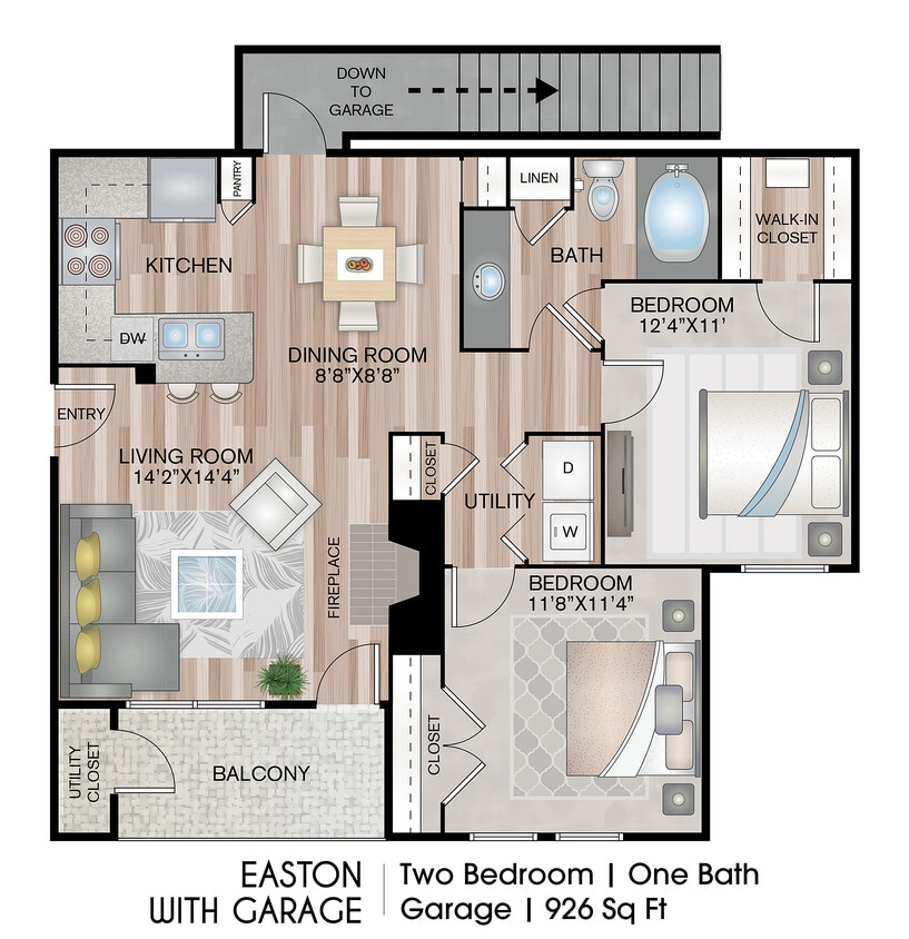 926 Square Feet - Easton with Garage