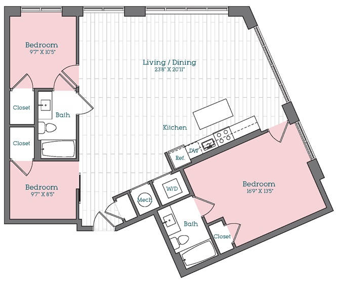 Floor Plan - 3 Bed - 2 Bath | C02