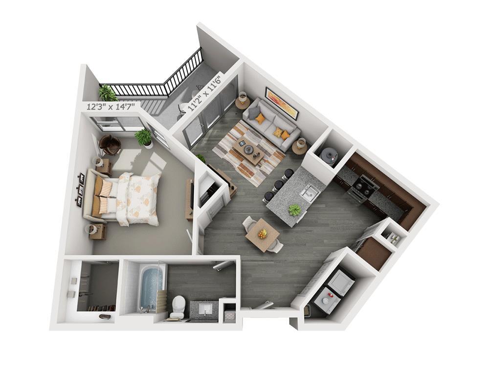Floor Plan - One Bedroom A1D