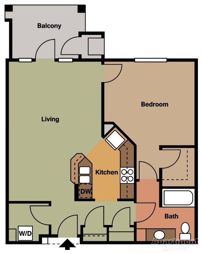 One Bed - D1 Floor Plan - Van Buren Place