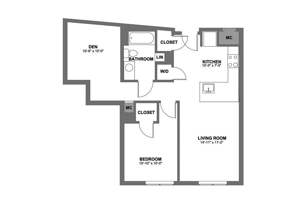 Floor Plan - One Bedroom w/ Den