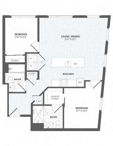 Floor Plan - 2 Bed/2 Bath-B4 - 29 Audubon Street