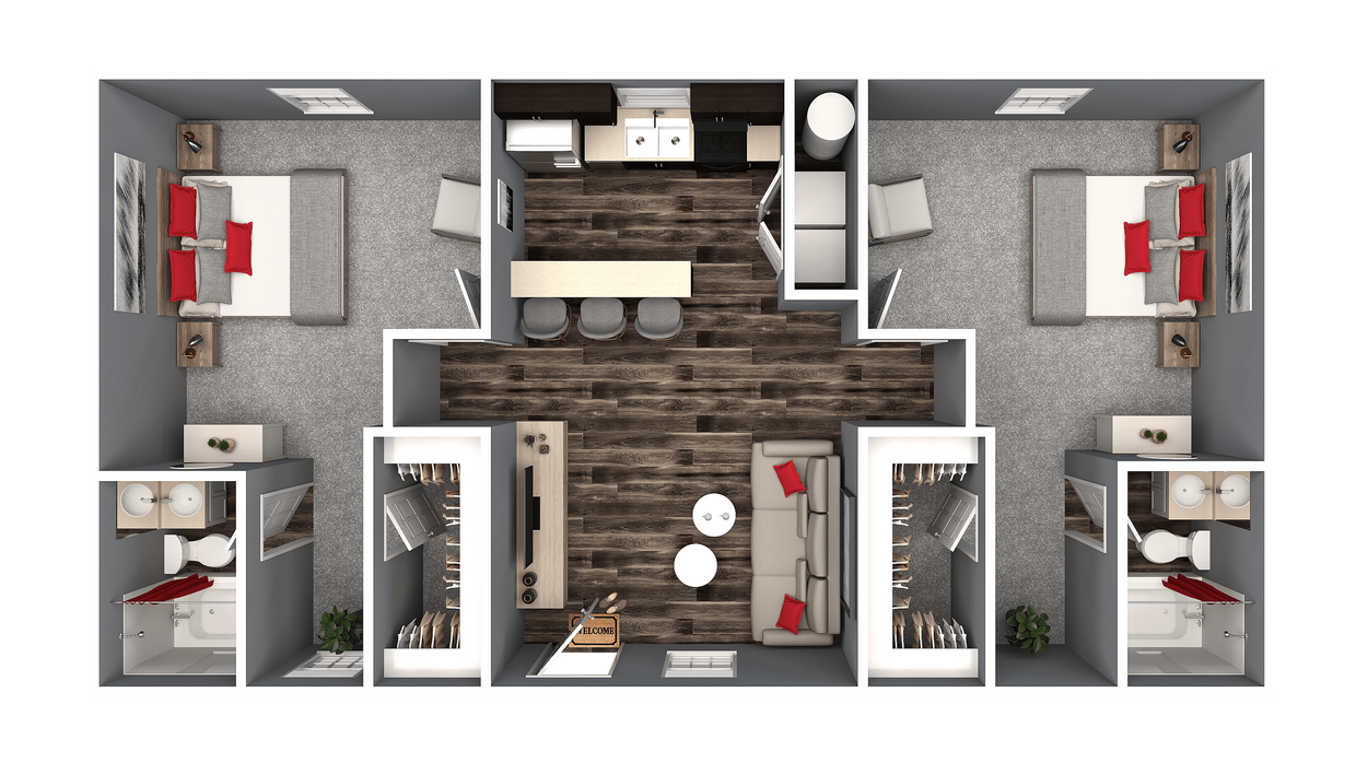 Floor Plan - 2 BR | 2 BA Flat (Renovated)