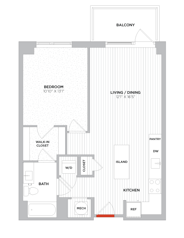 Floor Plan - 1 Bed/1 Bath-A05b West
