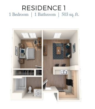 Floor Plan - 2BD, 1BTH Y