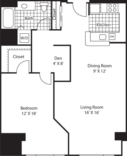 Floor Plan - One Bedroom 1070