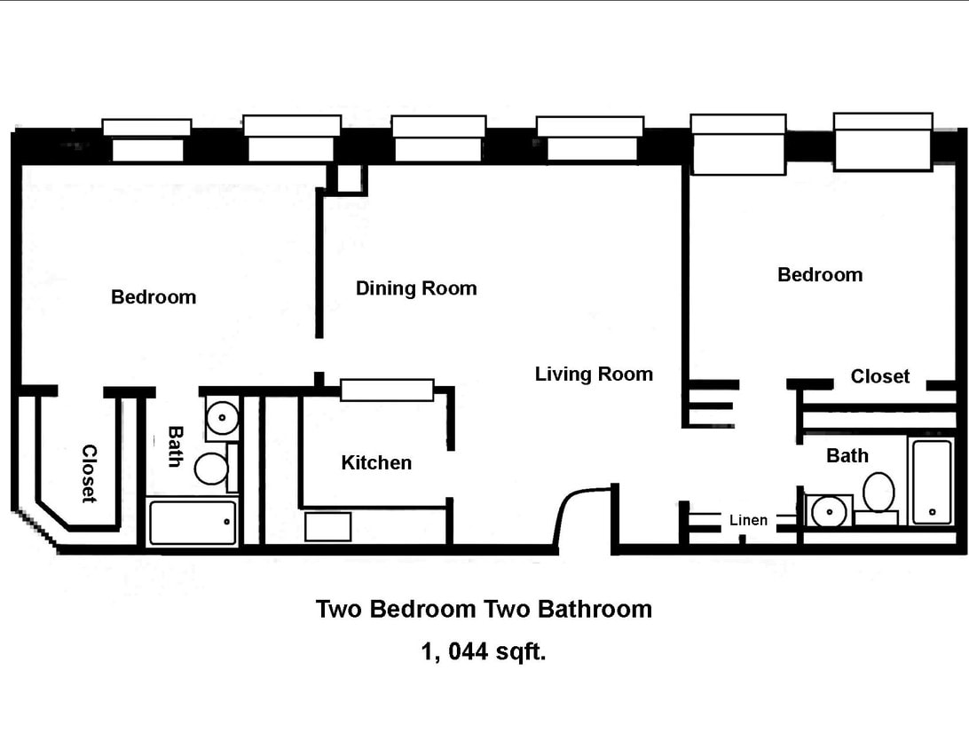 Floor Plan - Mass Mills II 2BR/2BA