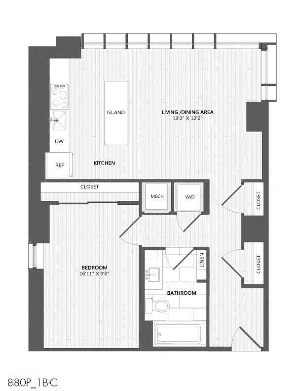 Floor Plan - 1 Bed/1 Bath-1B-C_880 P