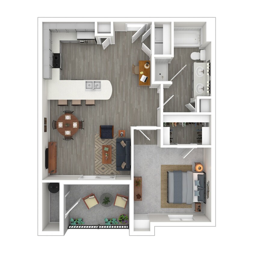 Floor Plan - 1 Bed 1 Bath 867 SqFt (769 Net)