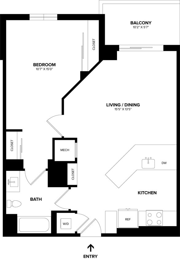 Floor Plan - 1 Bed/1 Bath-A05