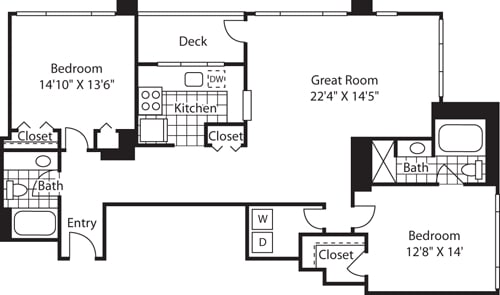 Floor Plan - 2 Bed SE Penthouse City