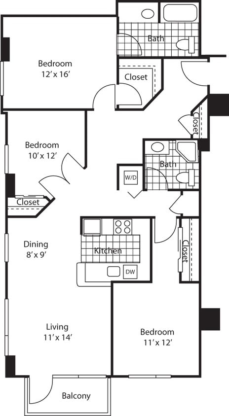 Floor Plan - Three Bedroom 1395 B