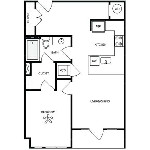 Floor Plan - One-Bedroom Townhouse (TH1)