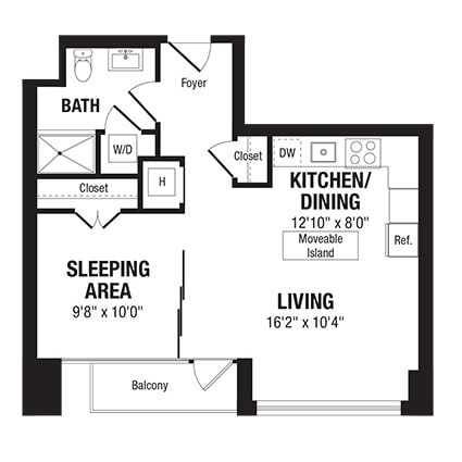 Floor Plan - 1 Bed/1 Bath-A2