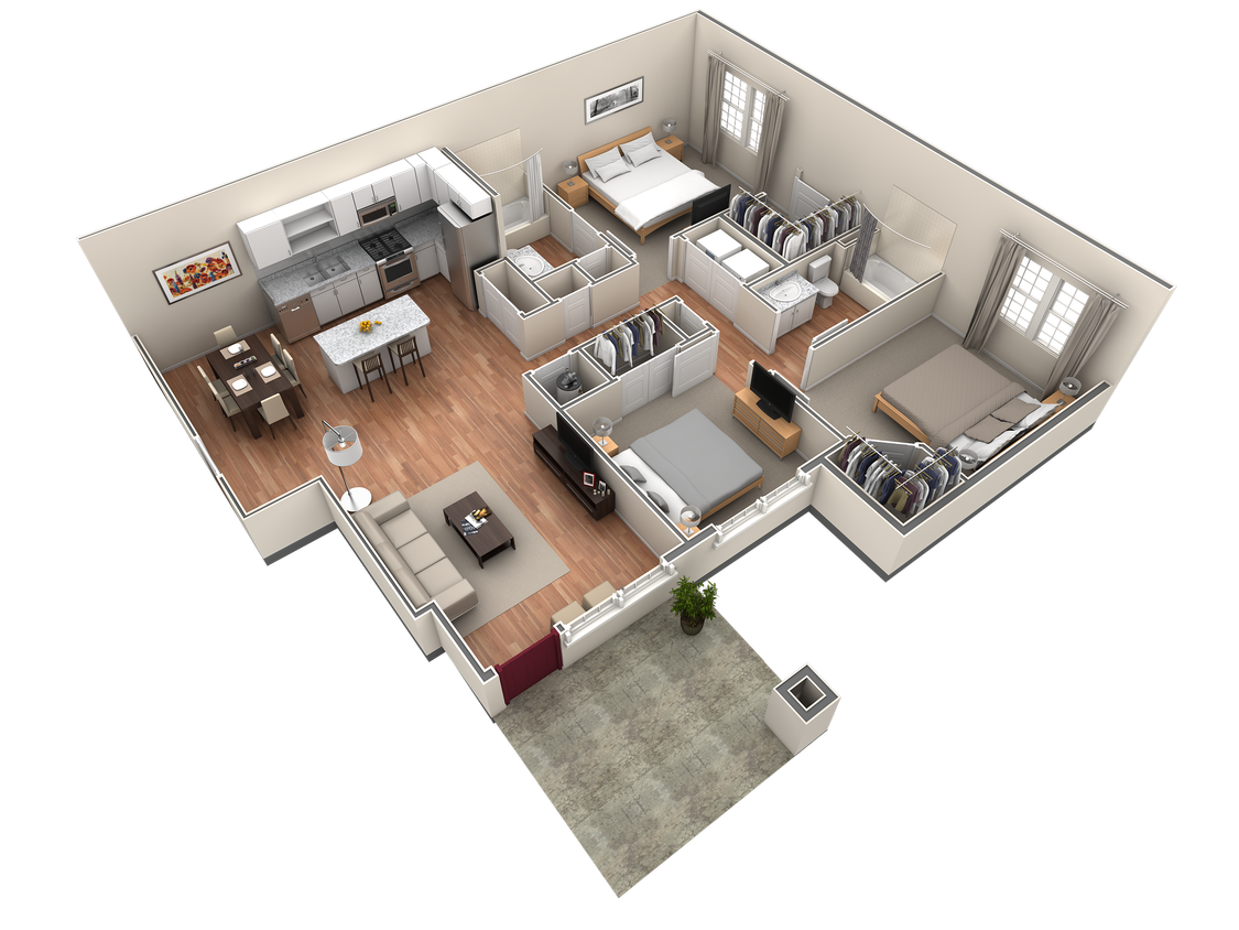 Floor Plan - 3 BR Grand Courtyard w/ Garage