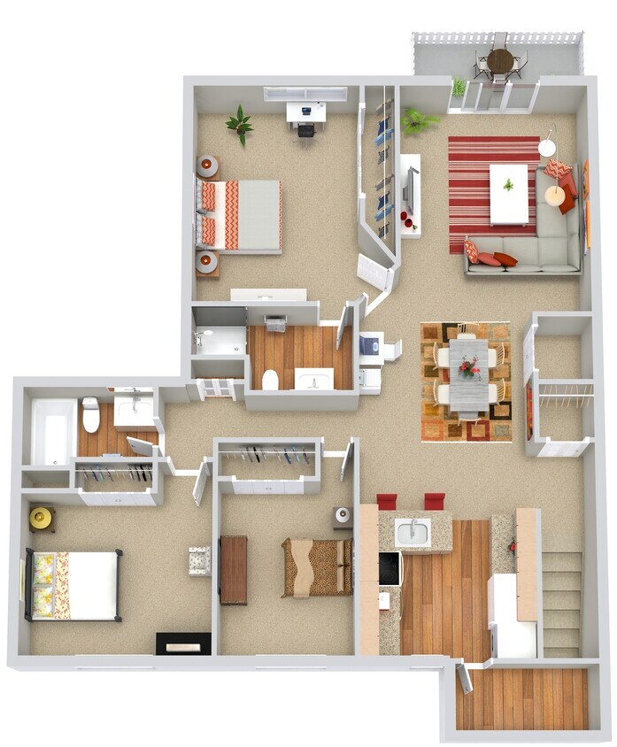 Floor Plan - 3 Bed | 2 Bath Upper