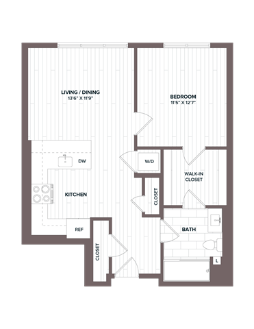 Floor Plan - 1 Bed/1 Bath - A3 Bldg D