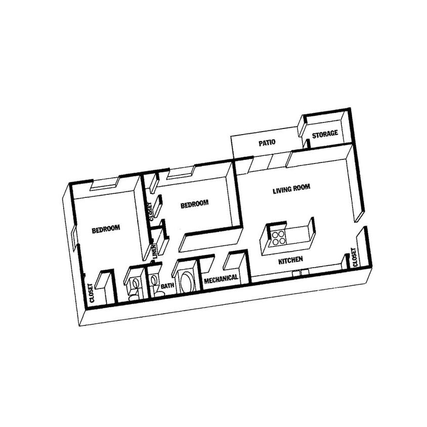 Joseph Floor Plan - 2 Bedroom 1.5 Bath - Fairfax