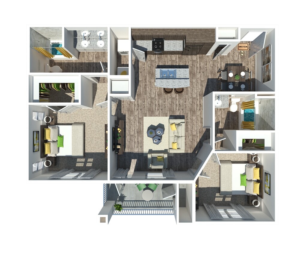 Floor Plan - The Cambria 2 BR 2 BA