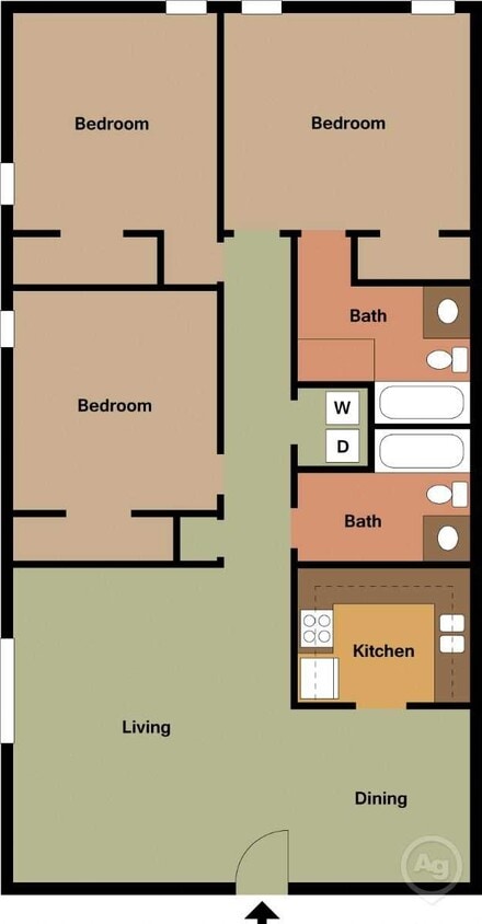 Floor Plan - 3 bed 2 bath small