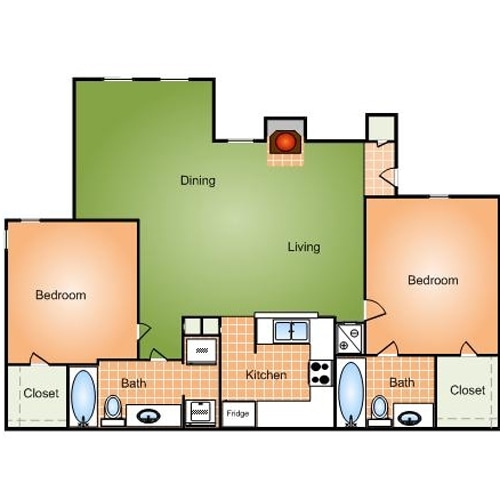 2BR/2BA - 2 Bed 2 Bath w/ Flex Space (Fireplace Optional)