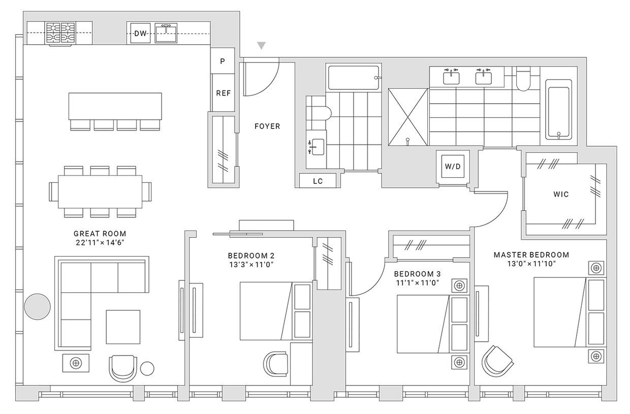Floor Plan - 3 Bedroom / 2 Bathroom