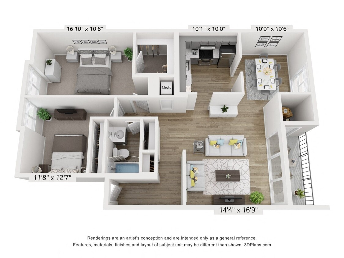 Floor Plan - C - 2BR 1BA (1065sf)